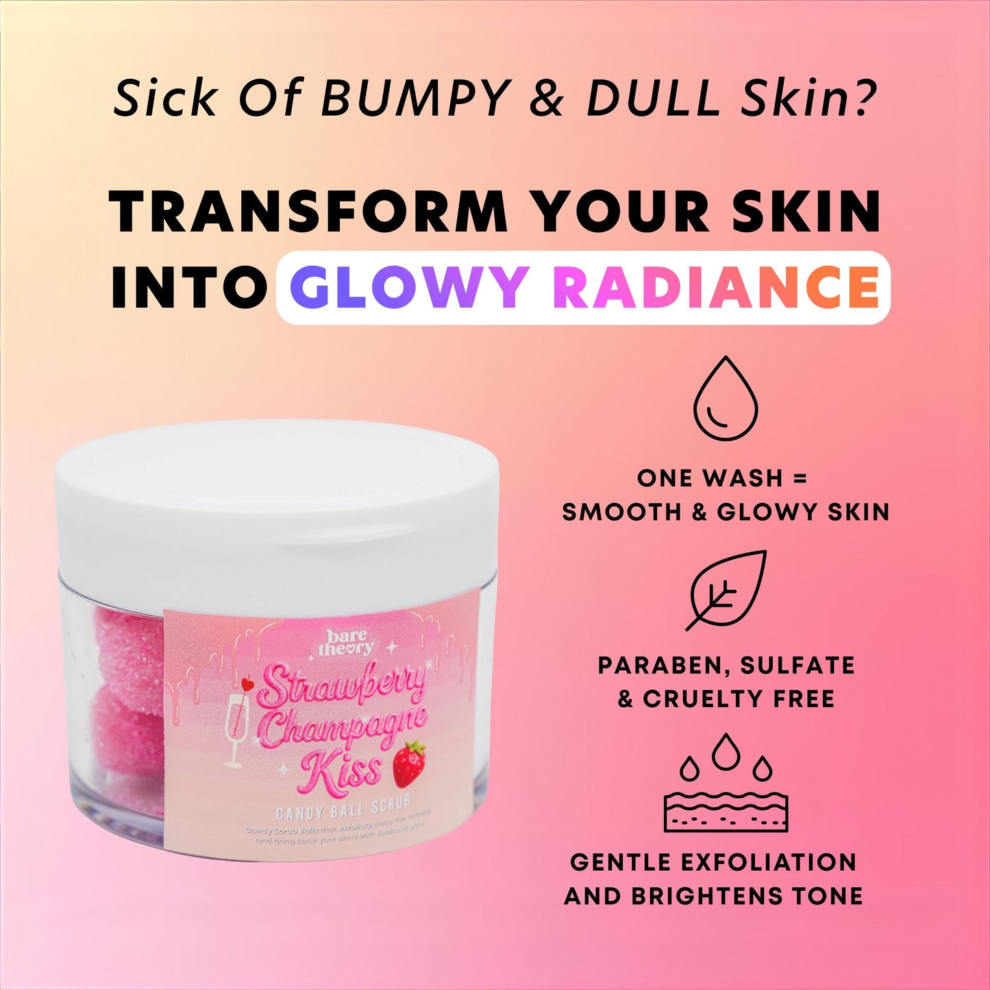 Strawberry Champagne Kiss Candy Body Scrub Balls